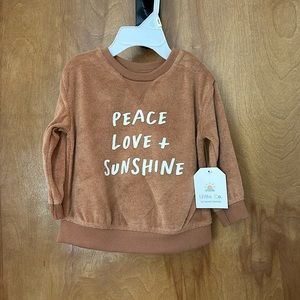 Brown Tan Terry crew pullover long sleeve shirt unisex